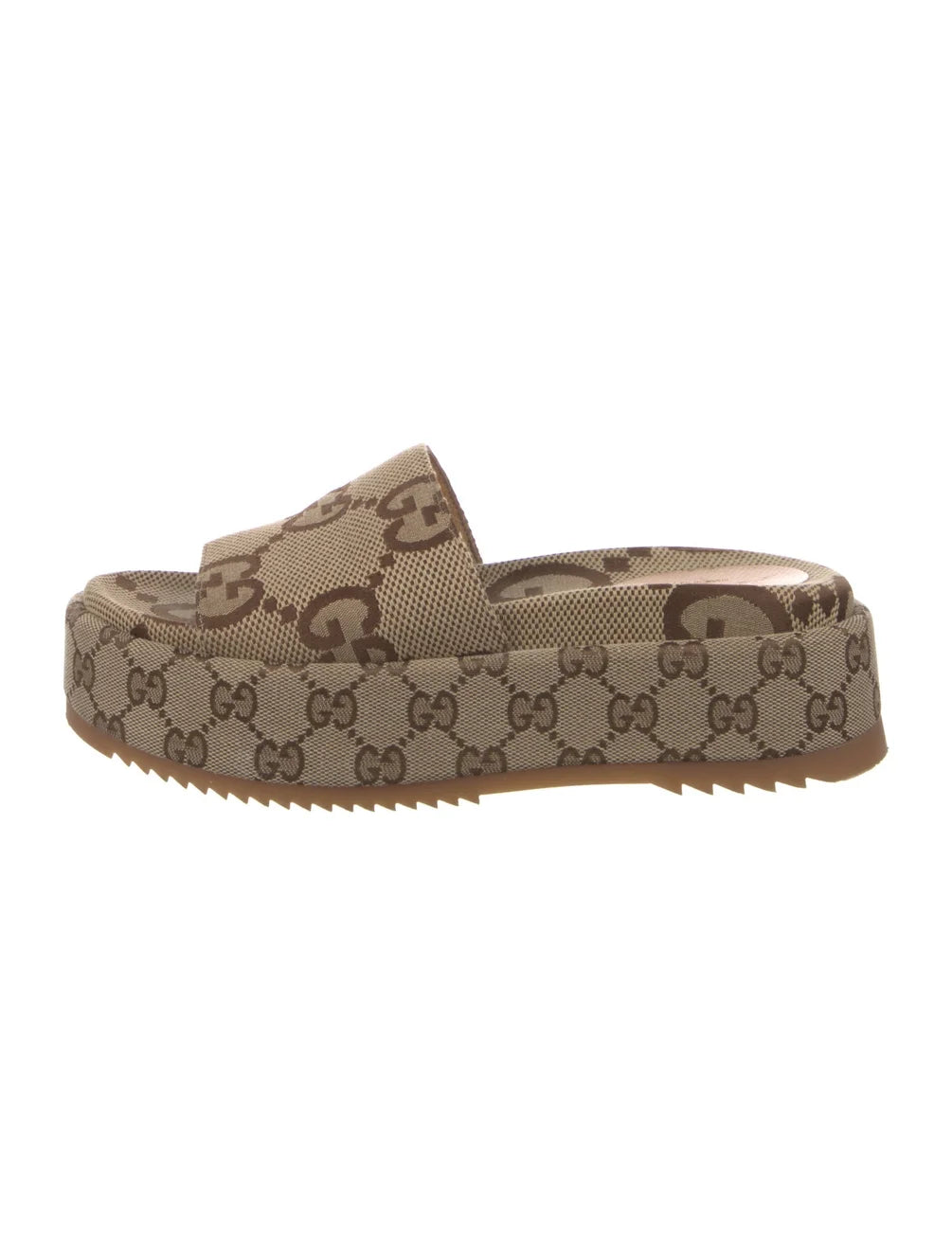 Gucci canvas platform slides