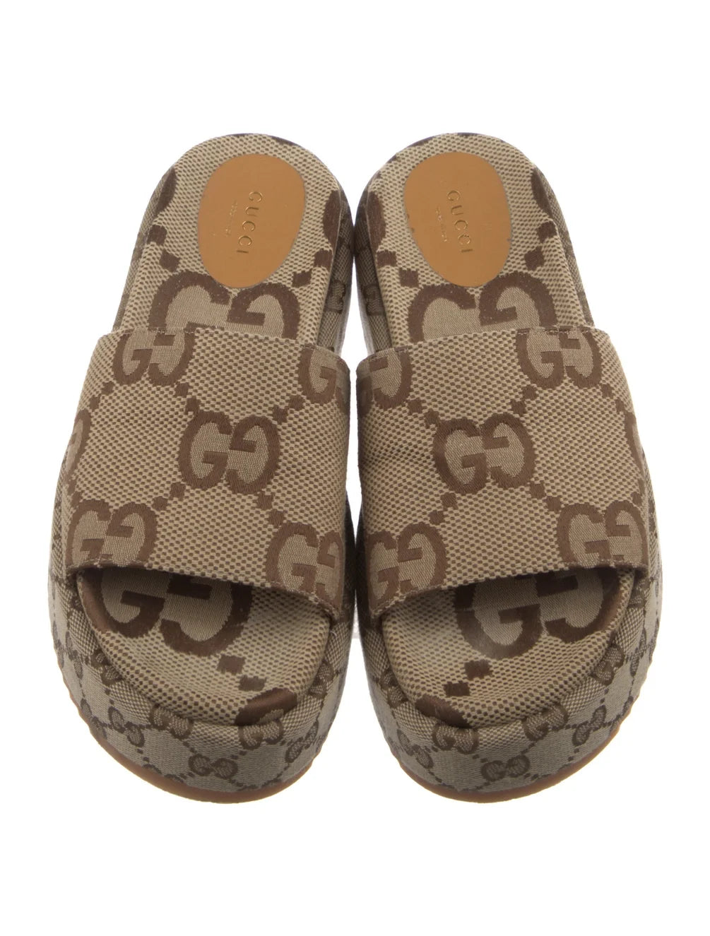 Gucci canvas platform slides